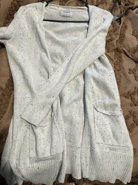 Old Navy Cream Speckled Open-Front Cardigan with Pockets
